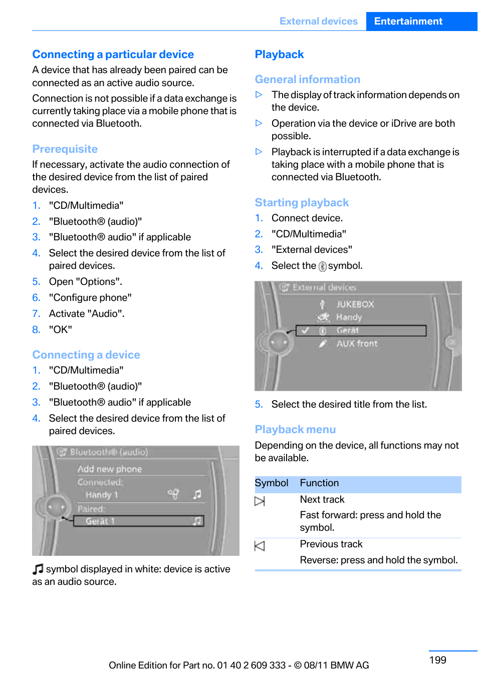 BMW 2012 3 Series M3 Сoupe User Manual | Page 200 / 314