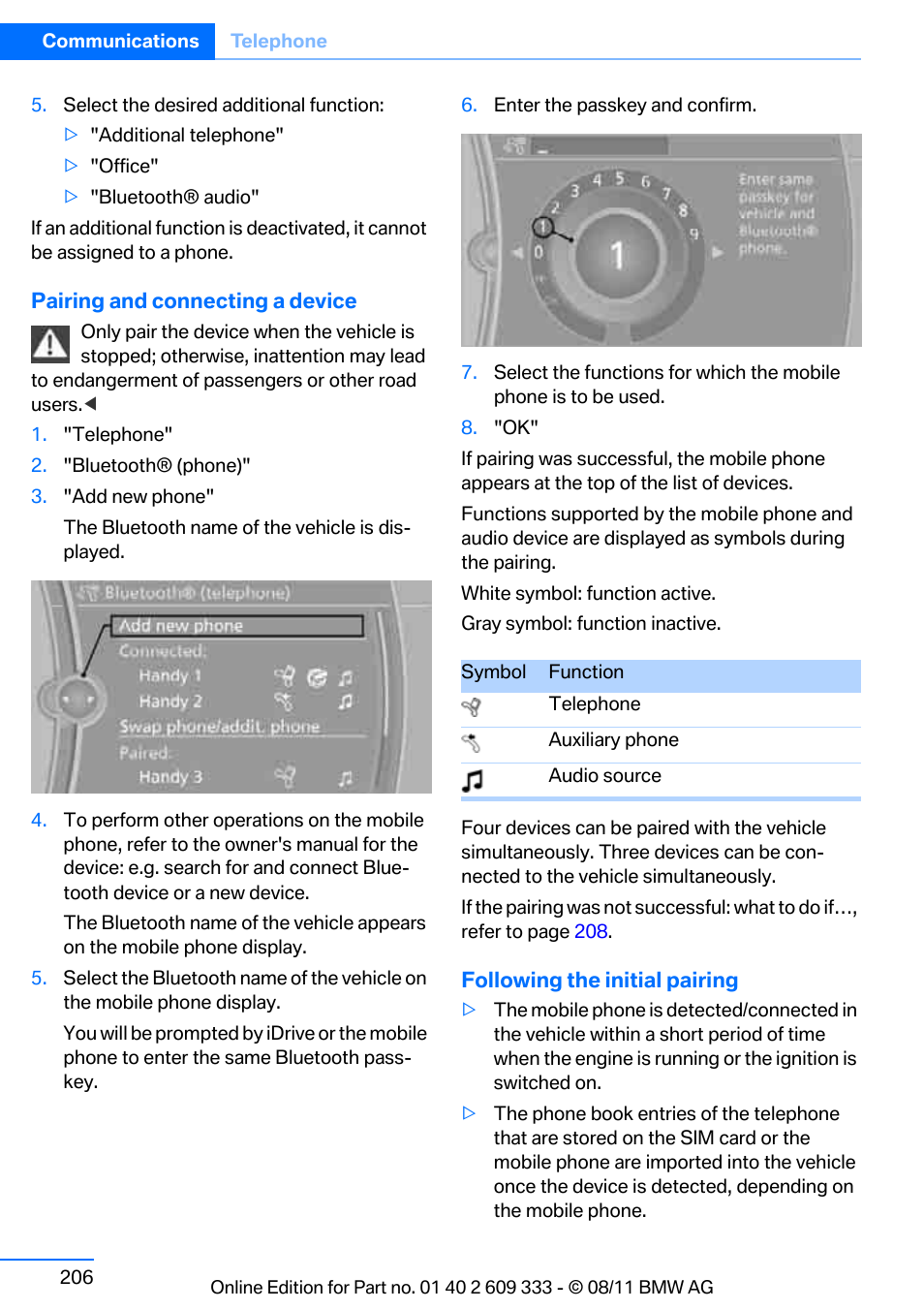 BMW 2012 3 Series M3 Сoupe User Manual | Page 207 / 314