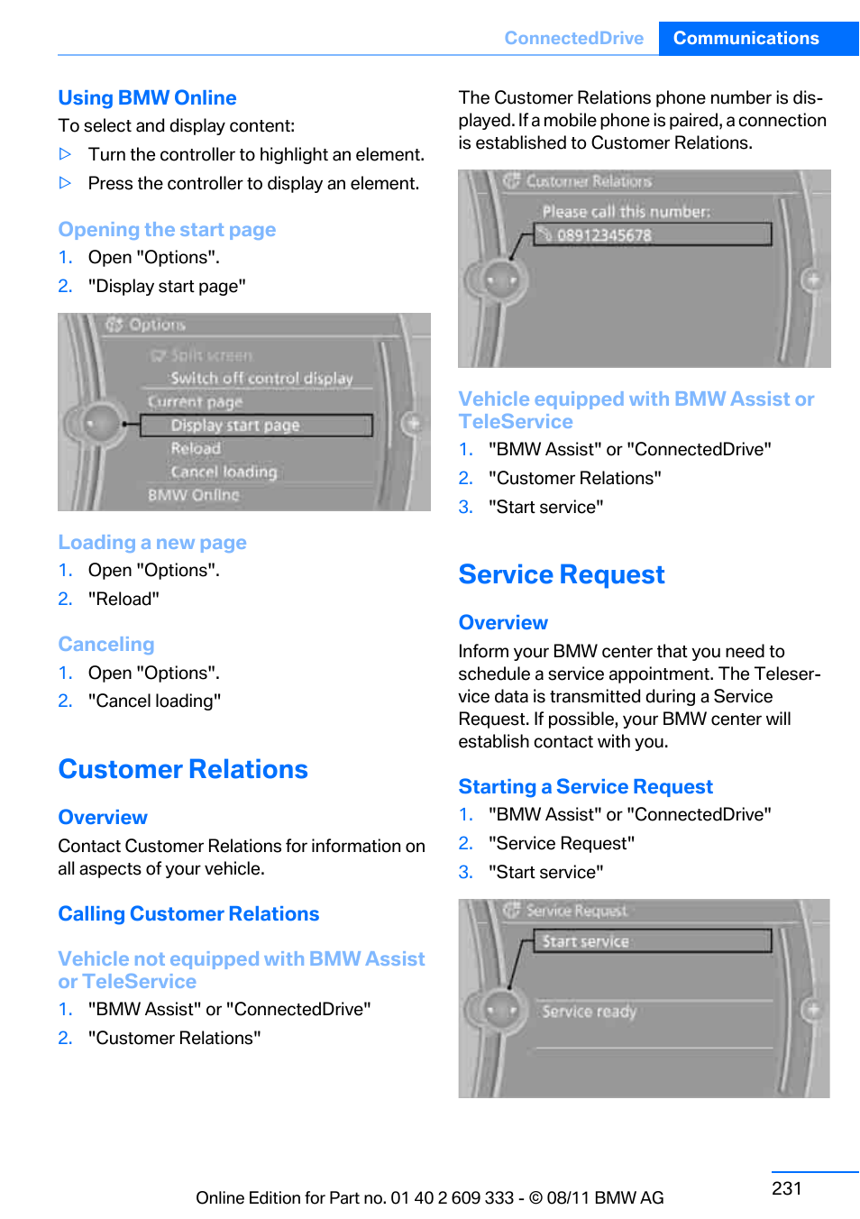 Customer relations, Service request | BMW 2012 3 Series M3 Сoupe User Manual | Page 232 / 314