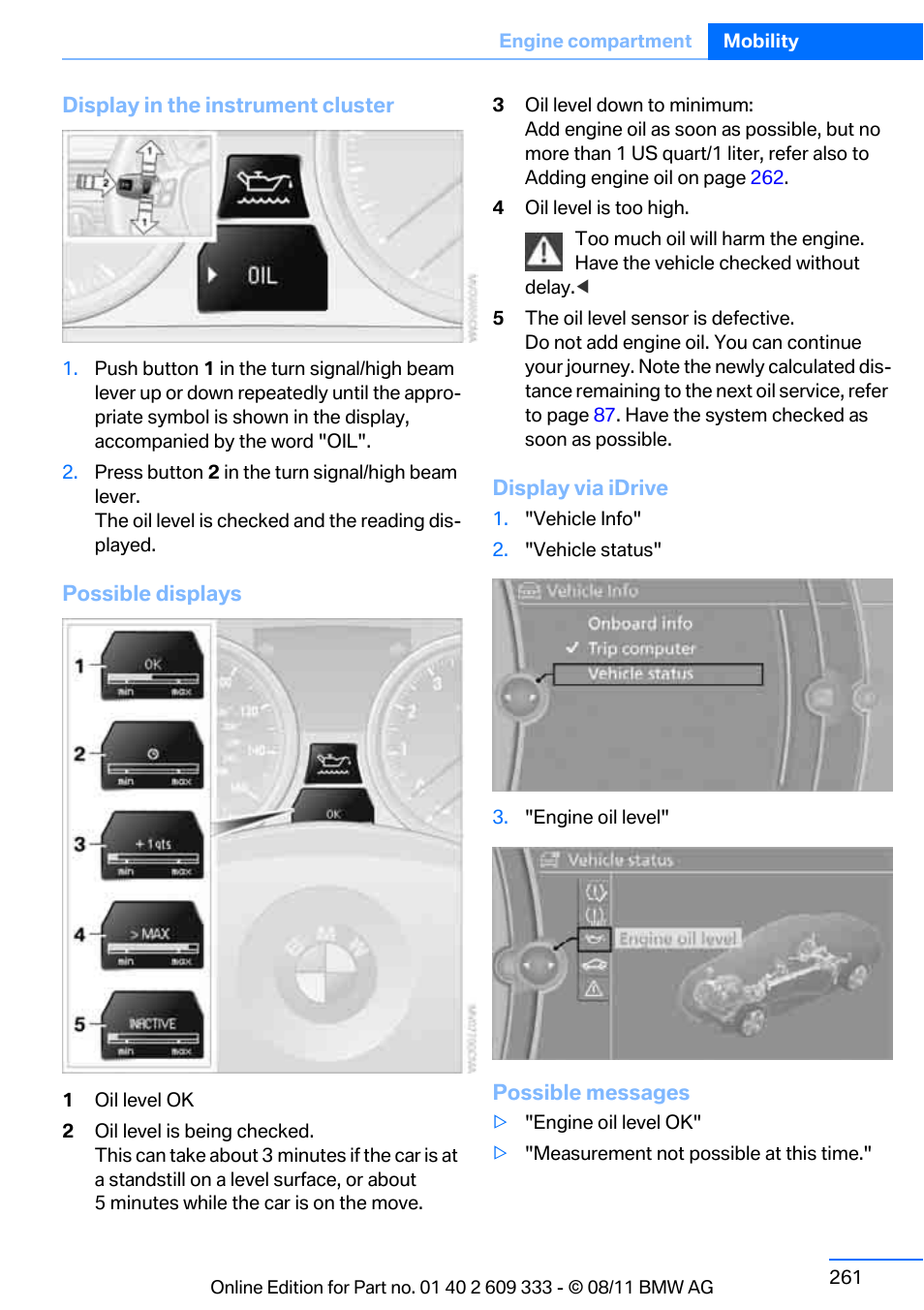 BMW 2012 3 Series M3 Сoupe User Manual | Page 262 / 314