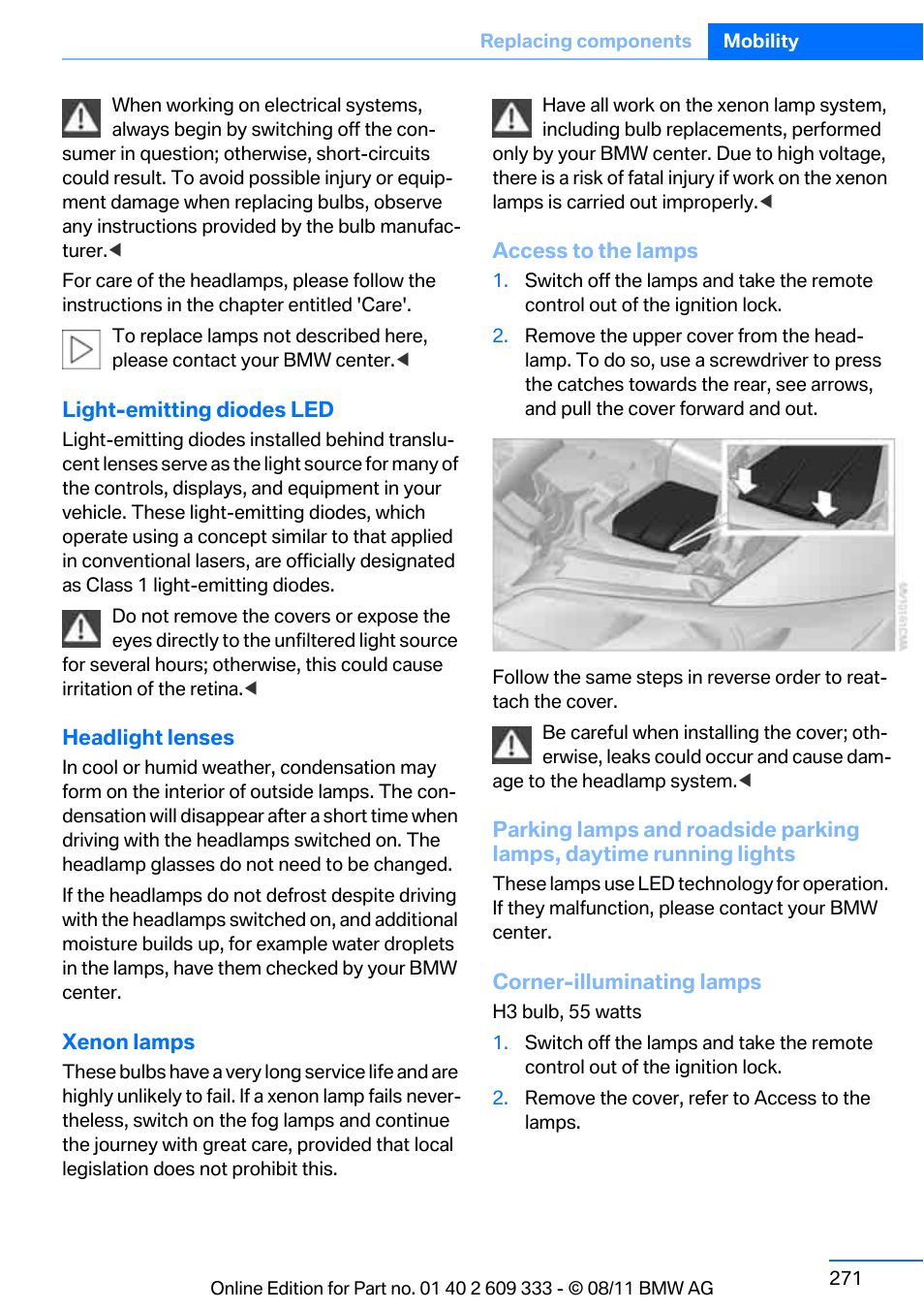 BMW 2012 3 Series M3 Сoupe User Manual | Page 272 / 314
