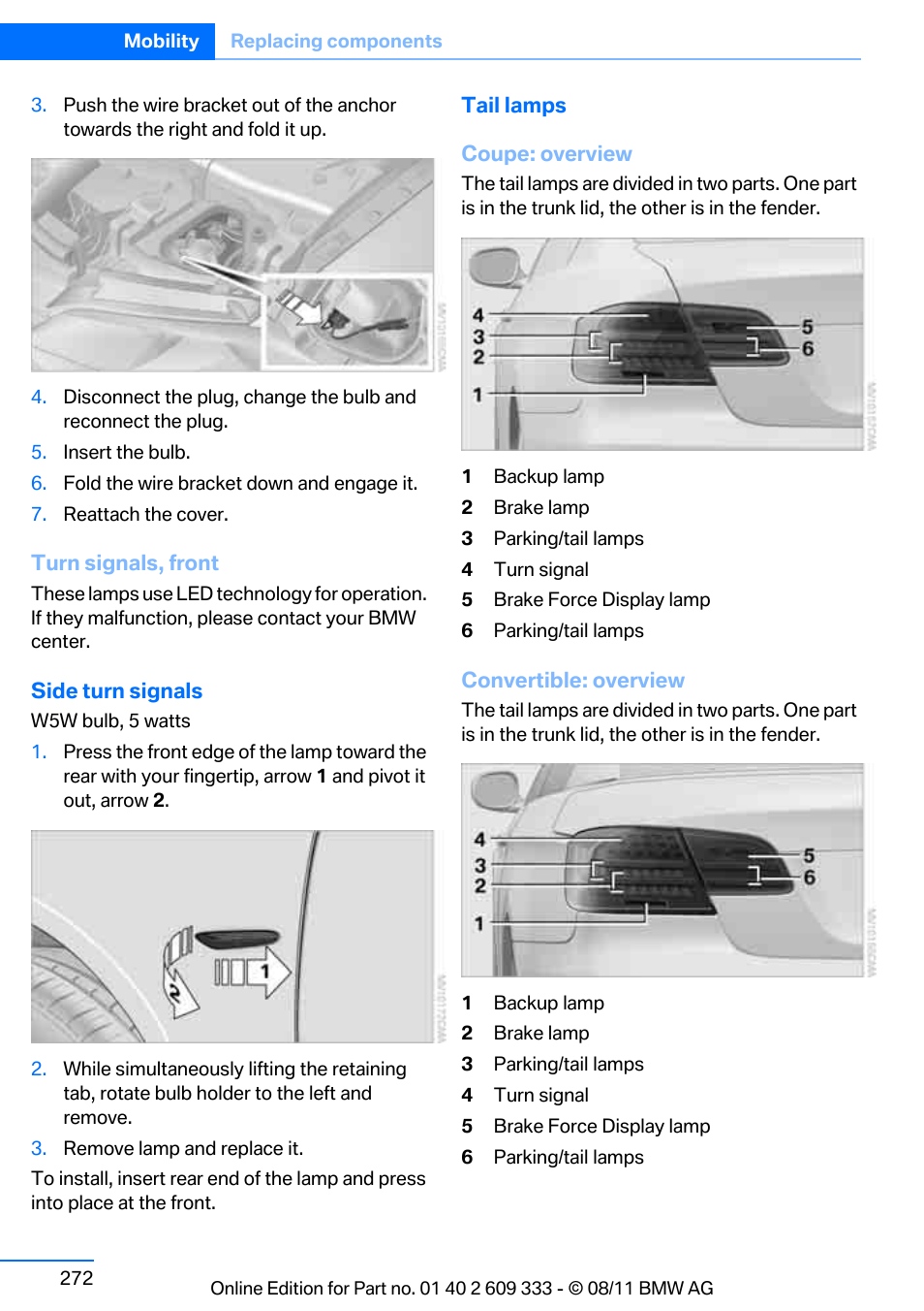 BMW 2012 3 Series M3 Сoupe User Manual | Page 273 / 314