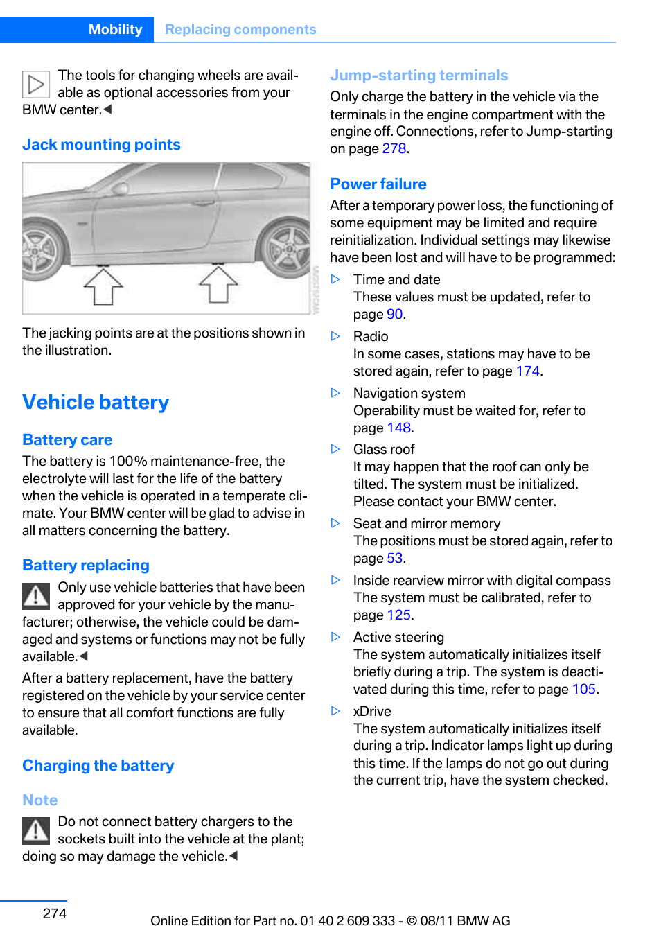 Vehicle battery | BMW 2012 3 Series M3 Сoupe User Manual | Page 275 / 314