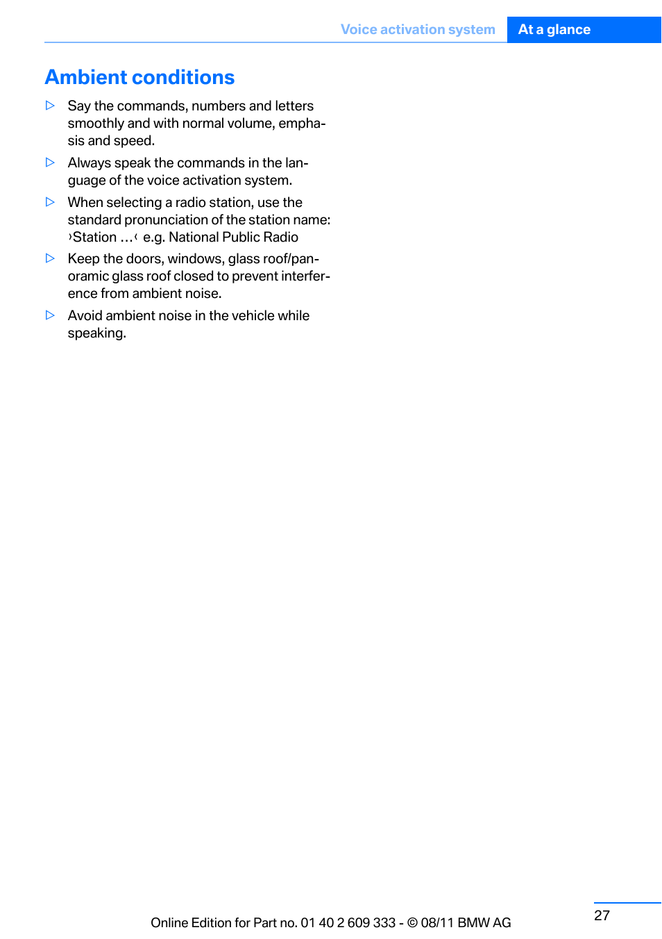 Ambient conditions | BMW 2012 3 Series M3 Сoupe User Manual | Page 28 / 314