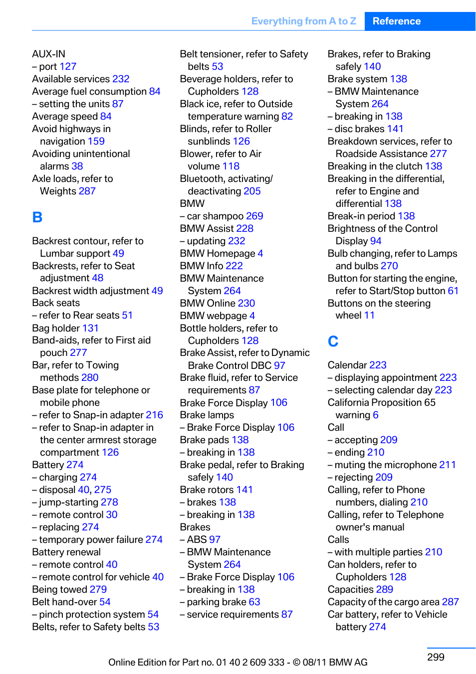 BMW 2012 3 Series M3 Сoupe User Manual | Page 300 / 314