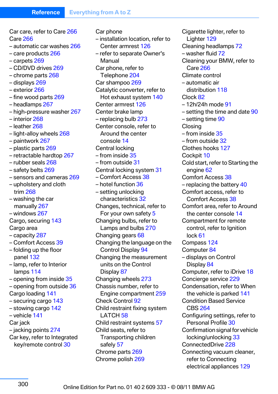 BMW 2012 3 Series M3 Сoupe User Manual | Page 301 / 314