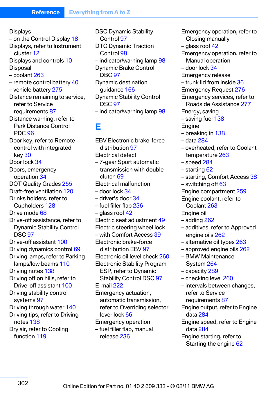 BMW 2012 3 Series M3 Сoupe User Manual | Page 303 / 314