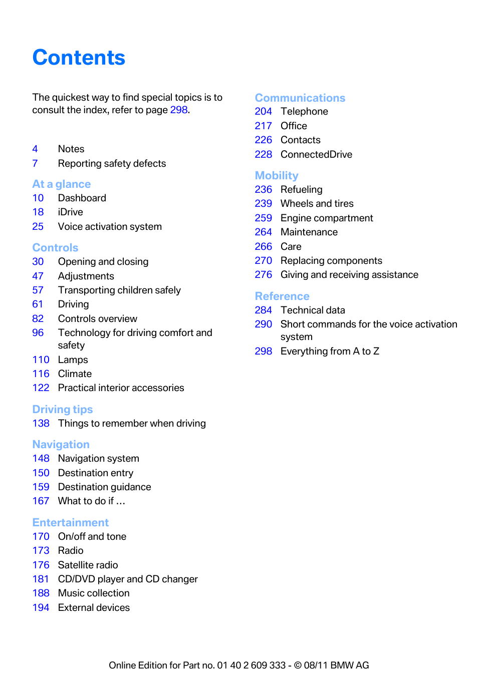 BMW 2012 3 Series M3 Сoupe User Manual | Page 4 / 314