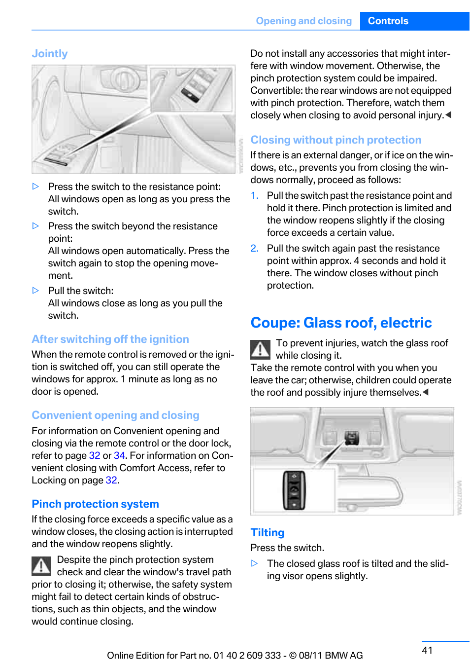 Coupe: glass roof, electric | BMW 2012 3 Series M3 Сoupe User Manual | Page 42 / 314