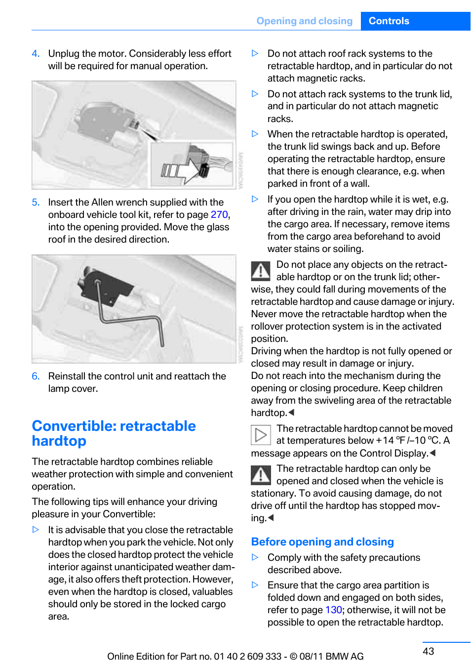 Convertible: retractable hardtop | BMW 2012 3 Series M3 Сoupe User Manual | Page 44 / 314