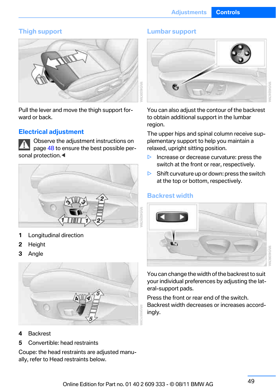 BMW 2012 3 Series M3 Сoupe User Manual | Page 50 / 314