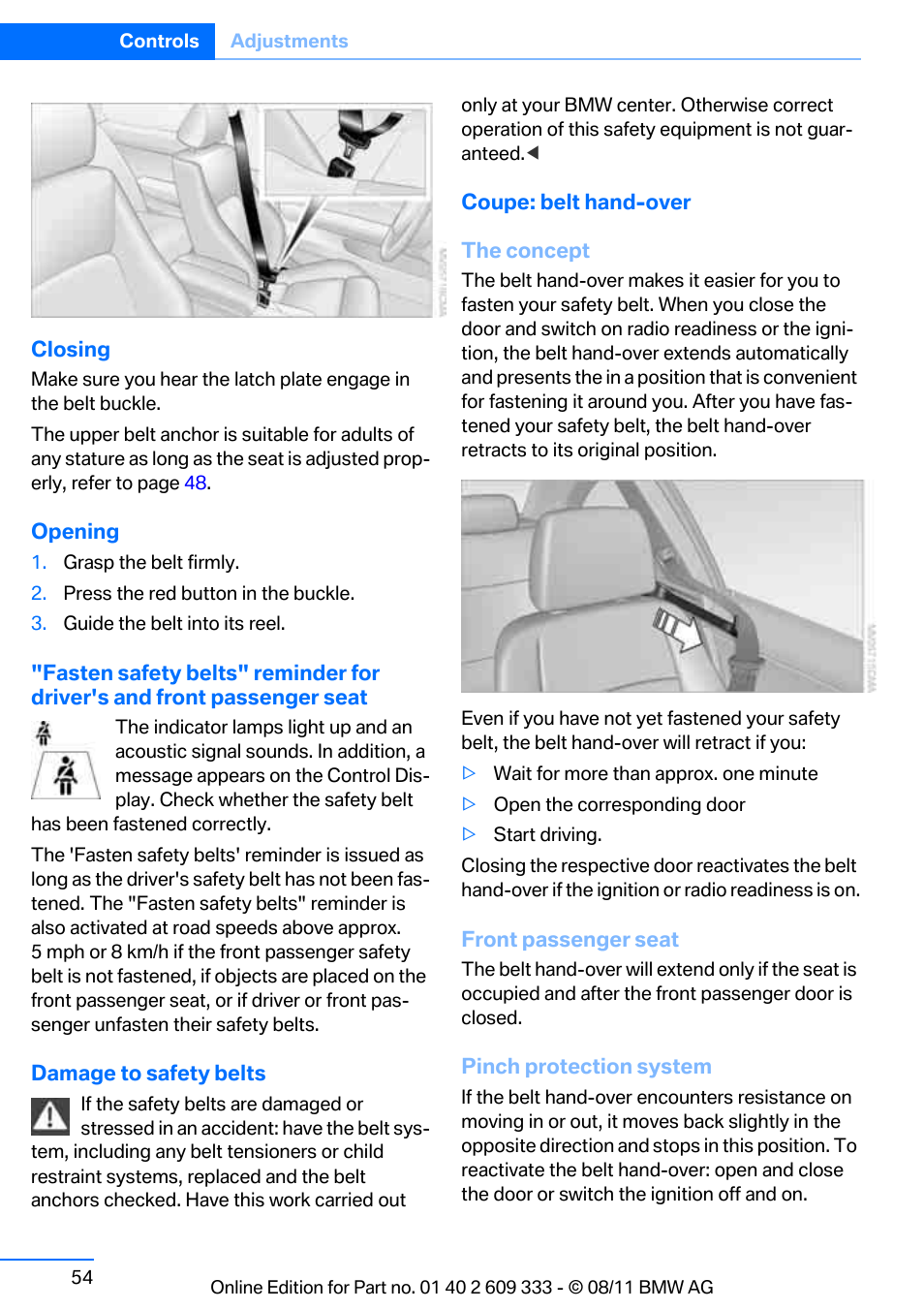 BMW 2012 3 Series M3 Сoupe User Manual | Page 55 / 314