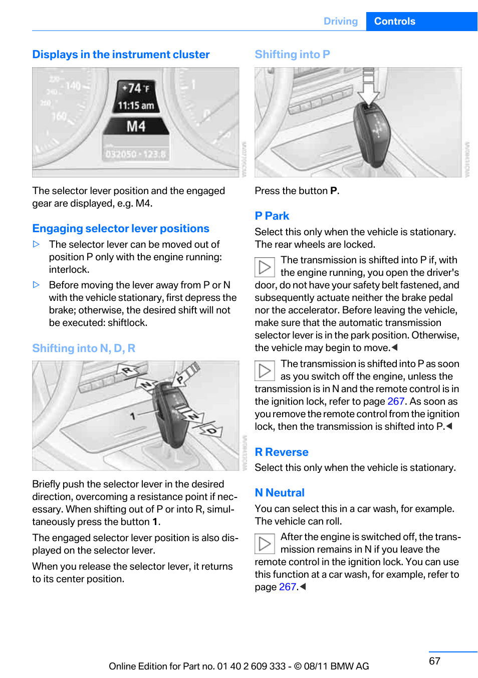 BMW 2012 3 Series M3 Сoupe User Manual | Page 68 / 314