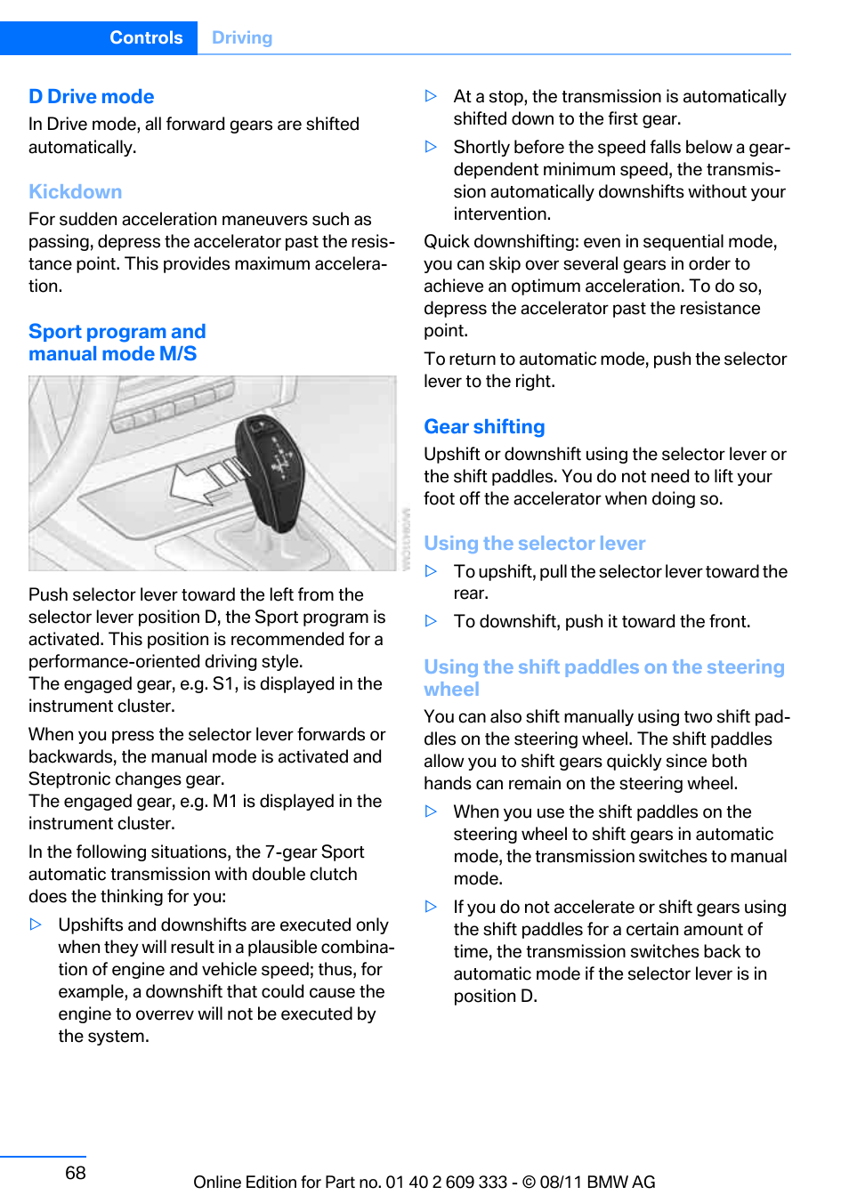 BMW 2012 3 Series M3 Сoupe User Manual | Page 69 / 314