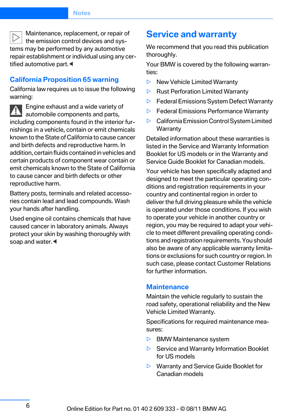Service and warranty | BMW 2012 3 Series M3 Сoupe User Manual | Page 7 / 314