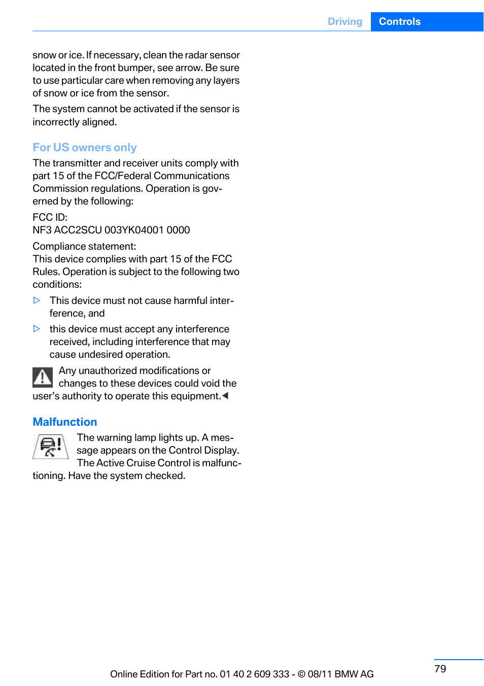 BMW 2012 3 Series M3 Сoupe User Manual | Page 80 / 314