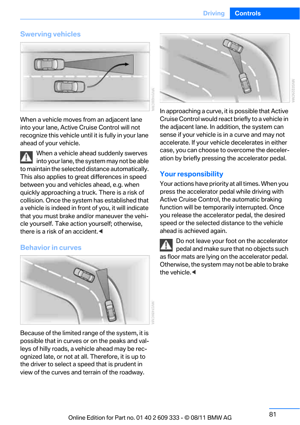 BMW 2012 3 Series M3 Сoupe User Manual | Page 82 / 314