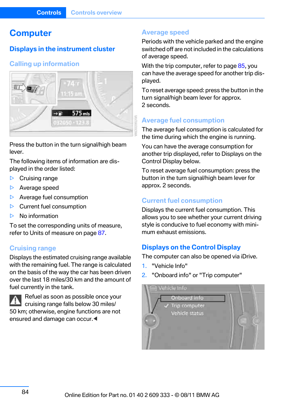 Computer | BMW 2012 3 Series M3 Сoupe User Manual | Page 85 / 314
