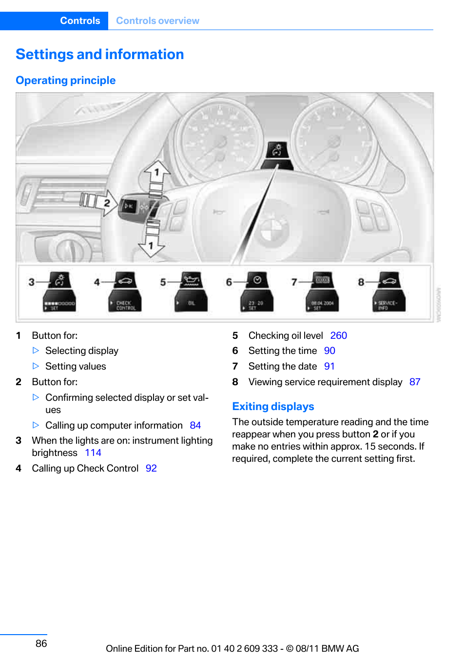 Settings and information, Vehicle | BMW 2012 3 Series M3 Сoupe User Manual | Page 87 / 314