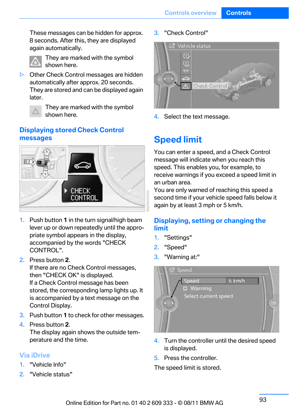 Speed limit | BMW 2012 3 Series M3 Сoupe User Manual | Page 94 / 314