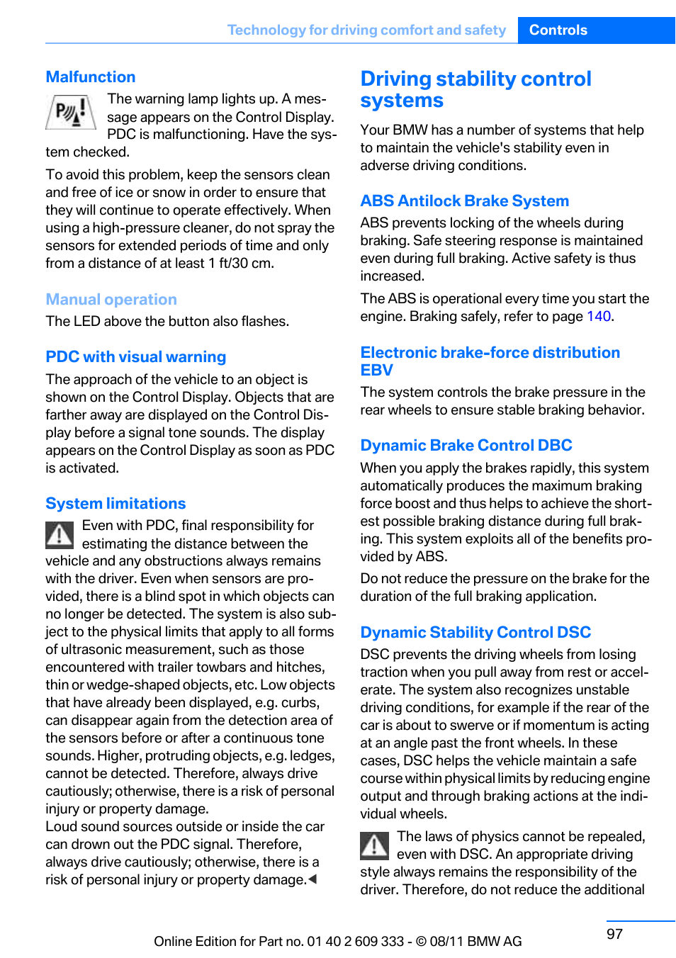 Driving stability control systems | BMW 2012 3 Series M3 Сoupe User Manual | Page 98 / 314