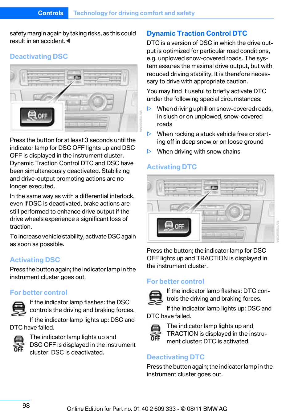 BMW 2012 3 Series M3 Сoupe User Manual | Page 99 / 314