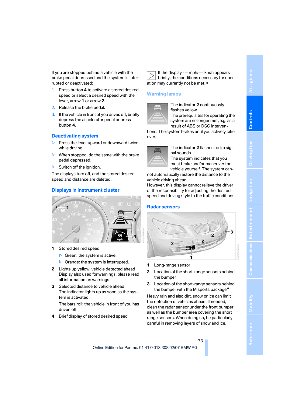 BMW 2007 550I Sedan User Manual | Page 75 / 286