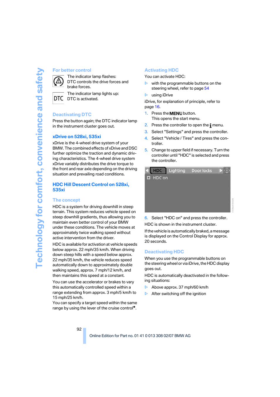 BMW 2007 550I Sedan User Manual | Page 94 / 286