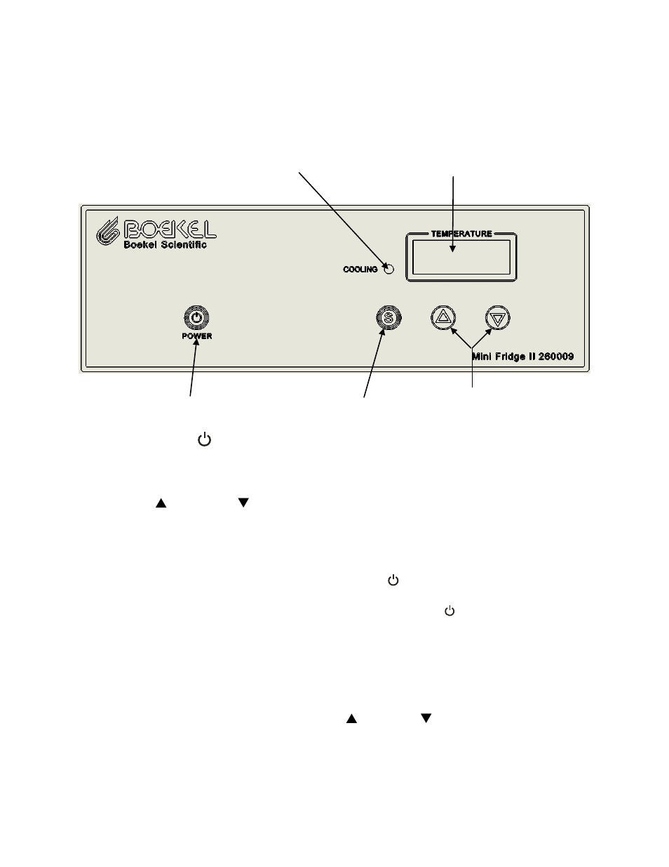 Operation, 1 controls and displays, Power 0n/off | Setting the well temperature | Boekel Scientific 260009-2 MiniFridge II User Manual | Page 5 / 9