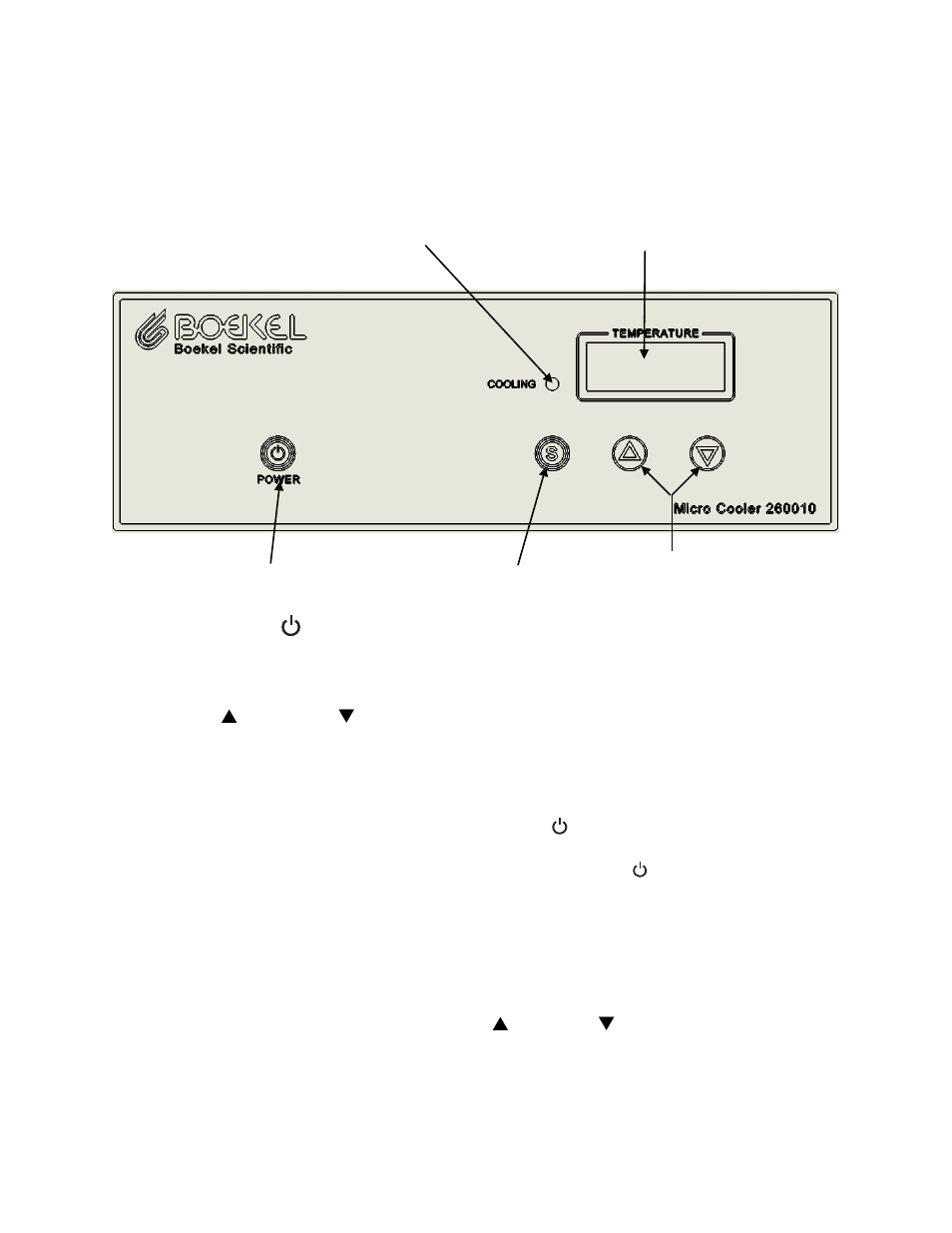 Operation, 1 controls and displays, Power 0n/off | Setting the well temperature | Boekel Scientific 260010-2 MicroCooler II User Manual | Page 5 / 9