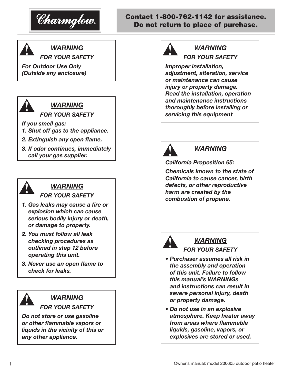 Blue Rhino Charmglow 200605 User Manual | Page 2 / 44