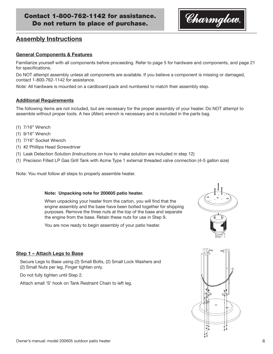 Assembly instructions | Blue Rhino Charmglow 200605 User Manual | Page 7 / 44