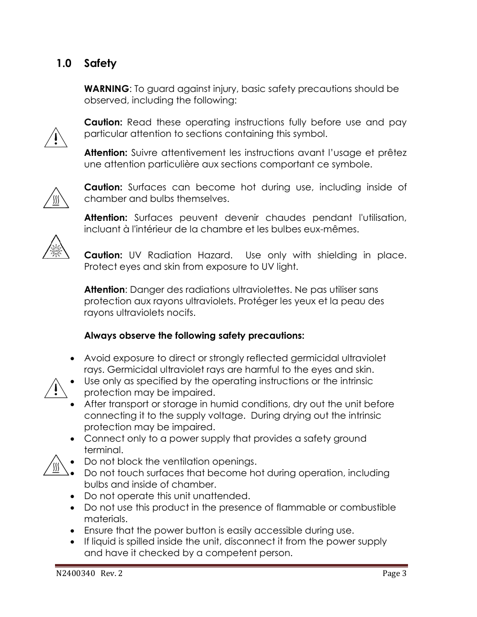 Boekel Scientific 234100-2 UV Crosslinker AH User Manual | Page 3 / 13