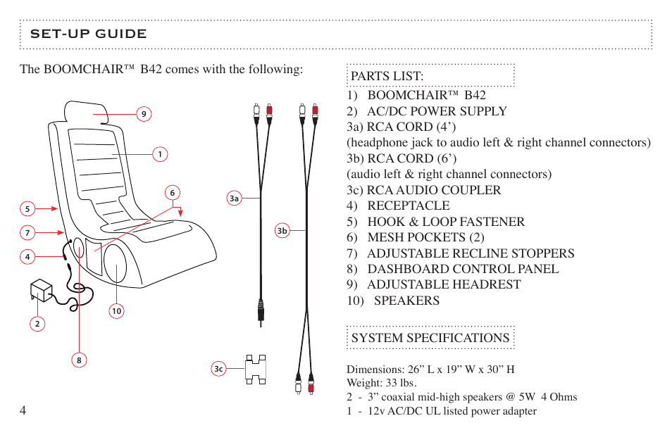 Set-up guide | BoomChair B42 User Manual | Page 4 / 12