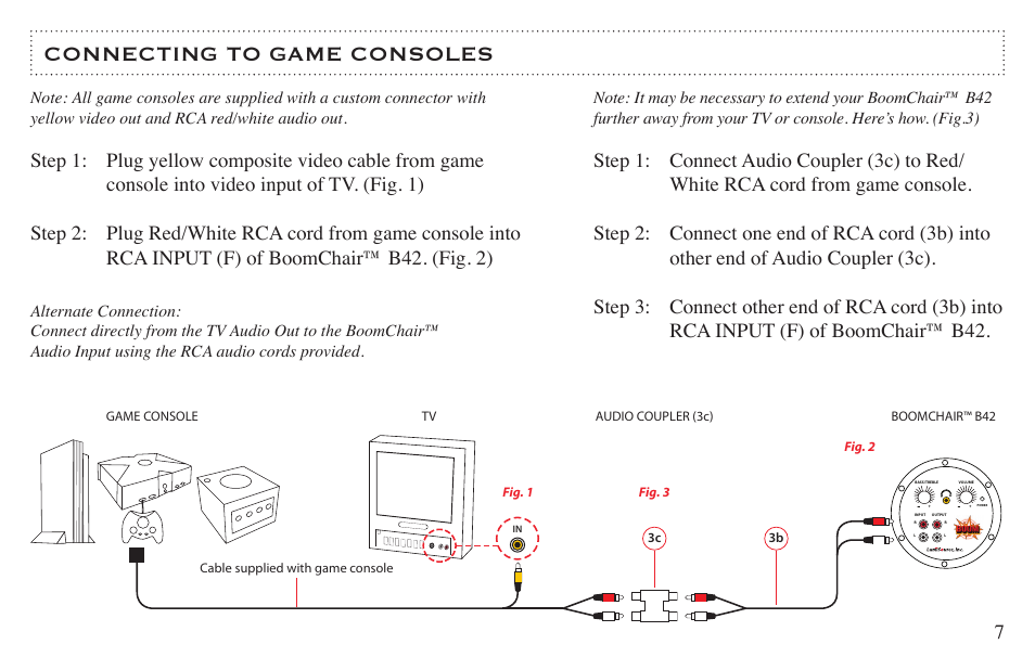 Connecting to game consoles | BoomChair B42 User Manual | Page 7 / 12