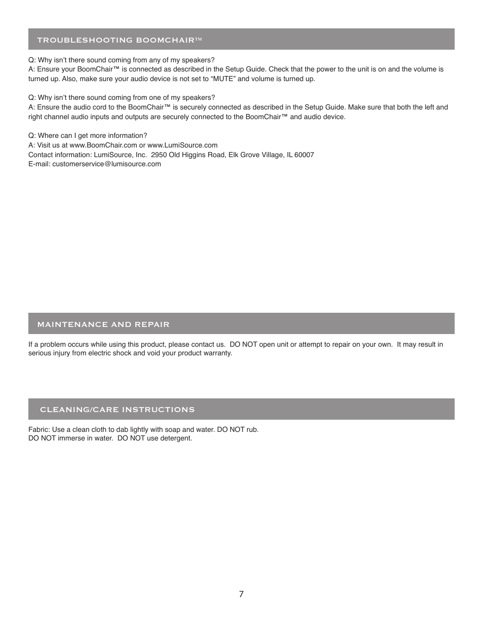 BoomChair Diva User Manual | Page 7 / 8