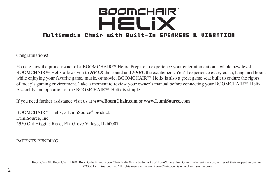 BoomChair Helix User Manual | Page 2 / 12