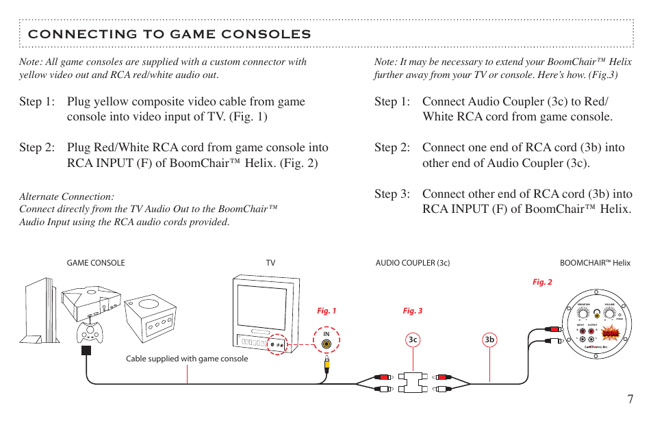 Connecting to game consoles | BoomChair Helix User Manual | Page 7 / 12