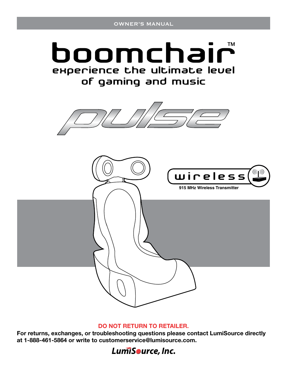 BoomChair Pulse - 1st Generation BoomChair - Wireless User Manual | 8 pages