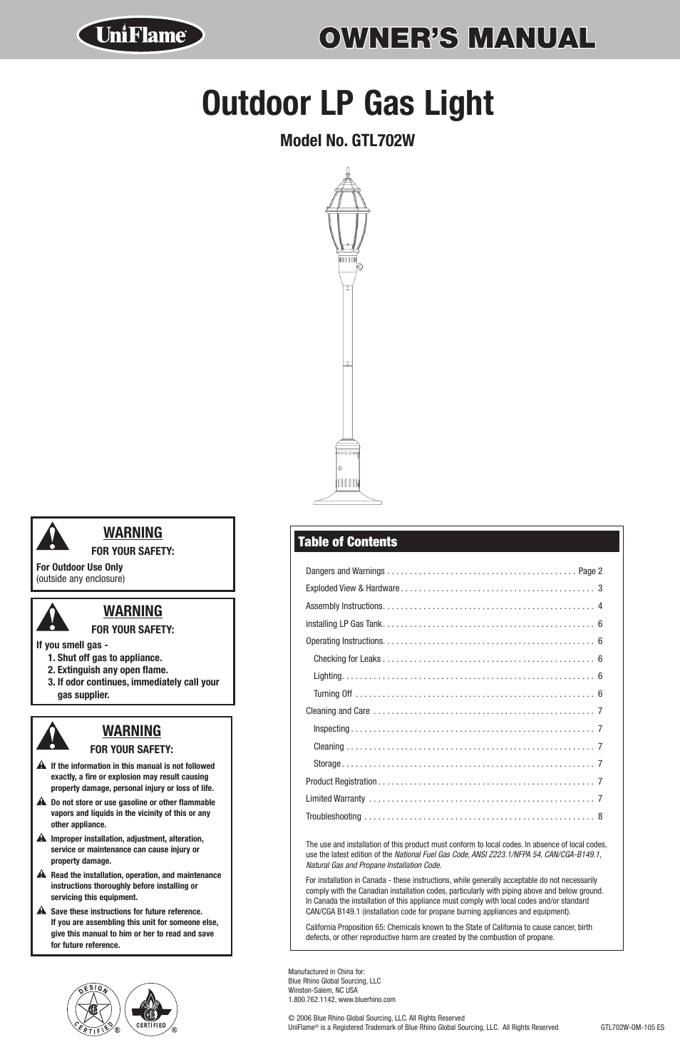Blue Rhino GTL702W User Manual | 16 pages