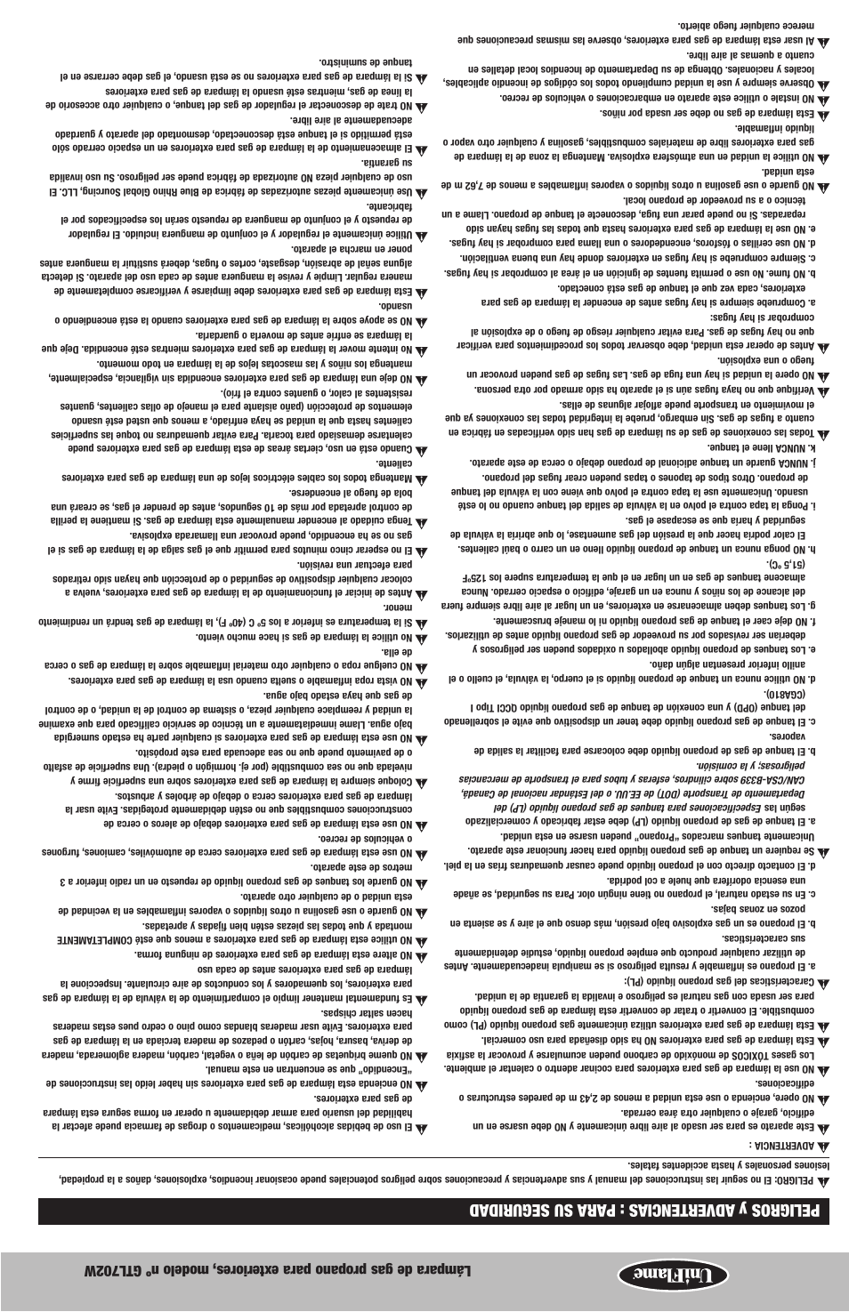 Peligros y advertencias : para su seguridad | Blue Rhino GTL702W User Manual | Page 15 / 16