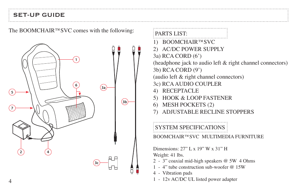 Set-up guide | BoomChair SVC User Manual | Page 4 / 12