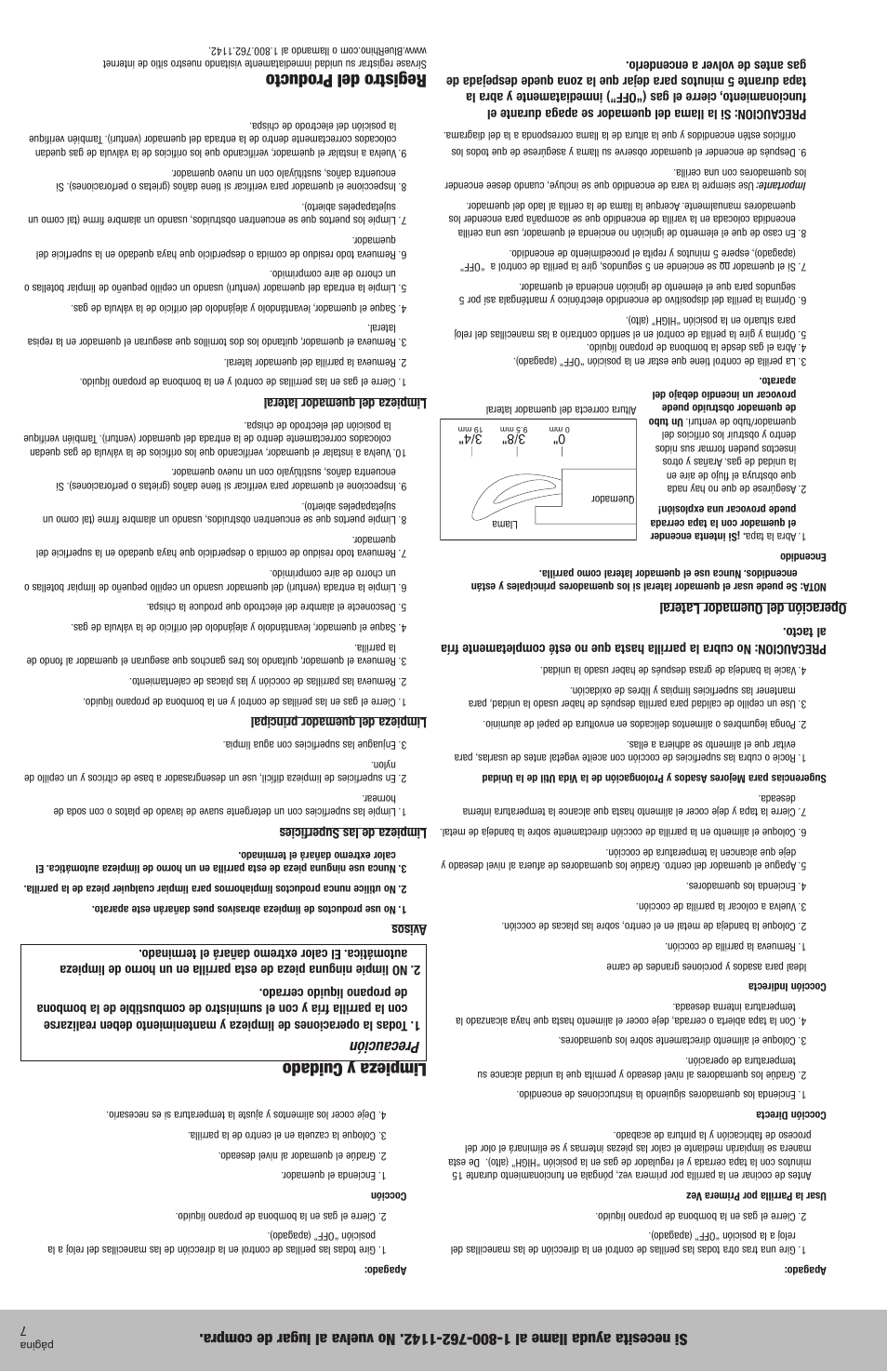 Limpieza y cuidado, Registro del producto, Precaución | Blue Rhino UniFlame GBC621C User Manual | Page 12 / 18