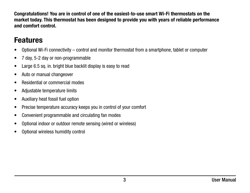 Features | Braeburn 7320 User Manual User Manual | Page 3 / 40