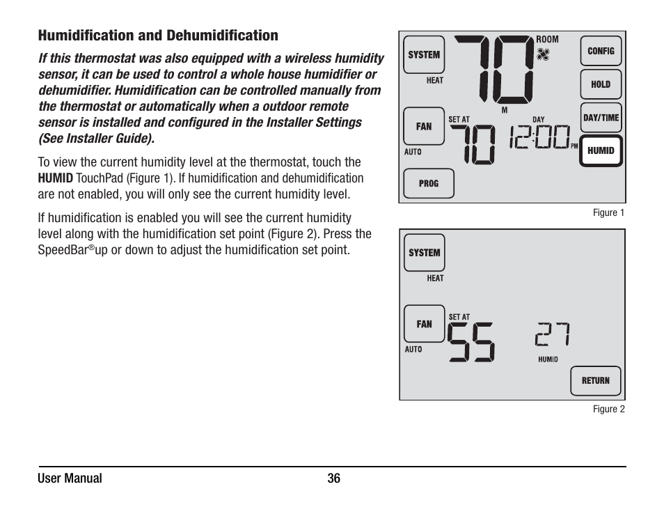 Humidification and dehumidification | Braeburn 7320 User Manual User Manual | Page 36 / 40