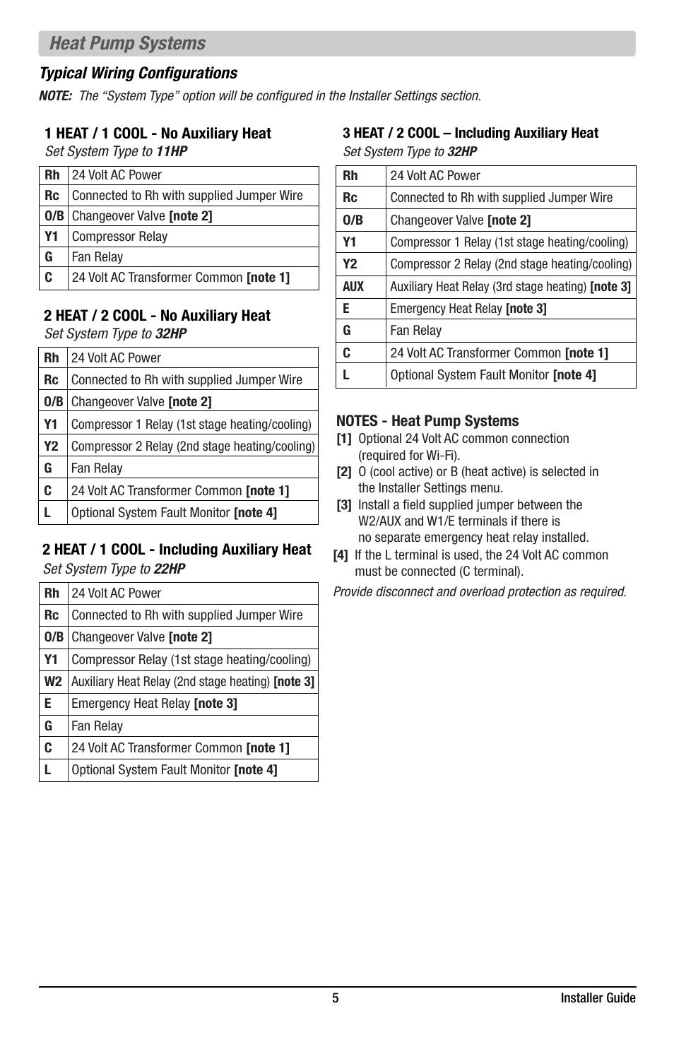 Heat pump systems | Braeburn 7320 Installer Guide User Manual | Page 5 / 16