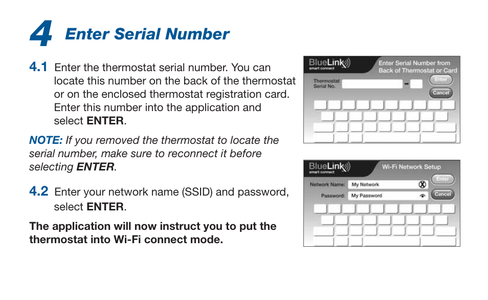 Enter serial number | Braeburn 7320 Startup Guide User Manual | Page 5 / 10