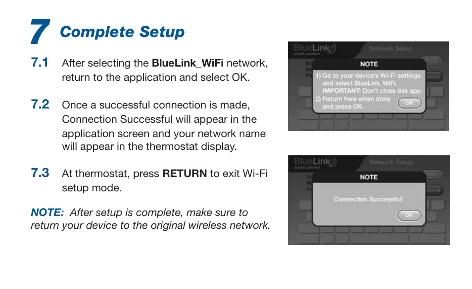 Complete setup | Braeburn 7320 Startup Guide User Manual | Page 8 / 10