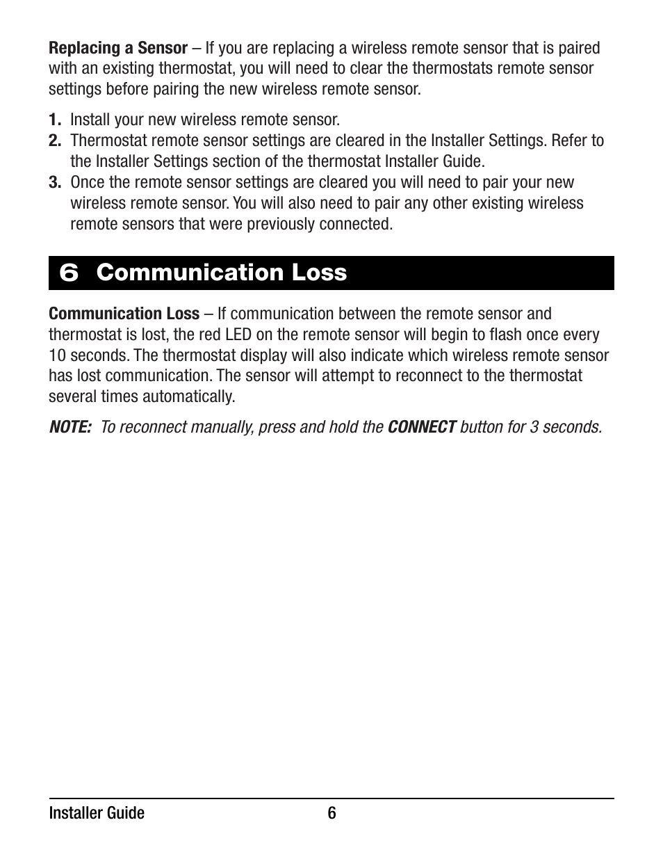 Communication loss | Braeburn 7330 User Manual | Page 6 / 8