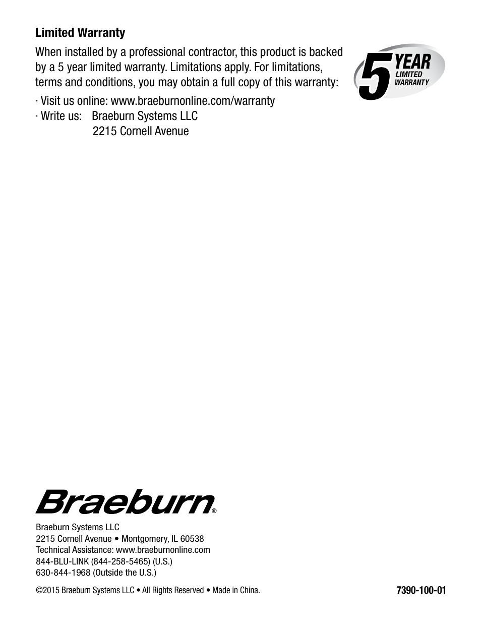 Year | Braeburn 7390 User Manual | Page 6 / 6